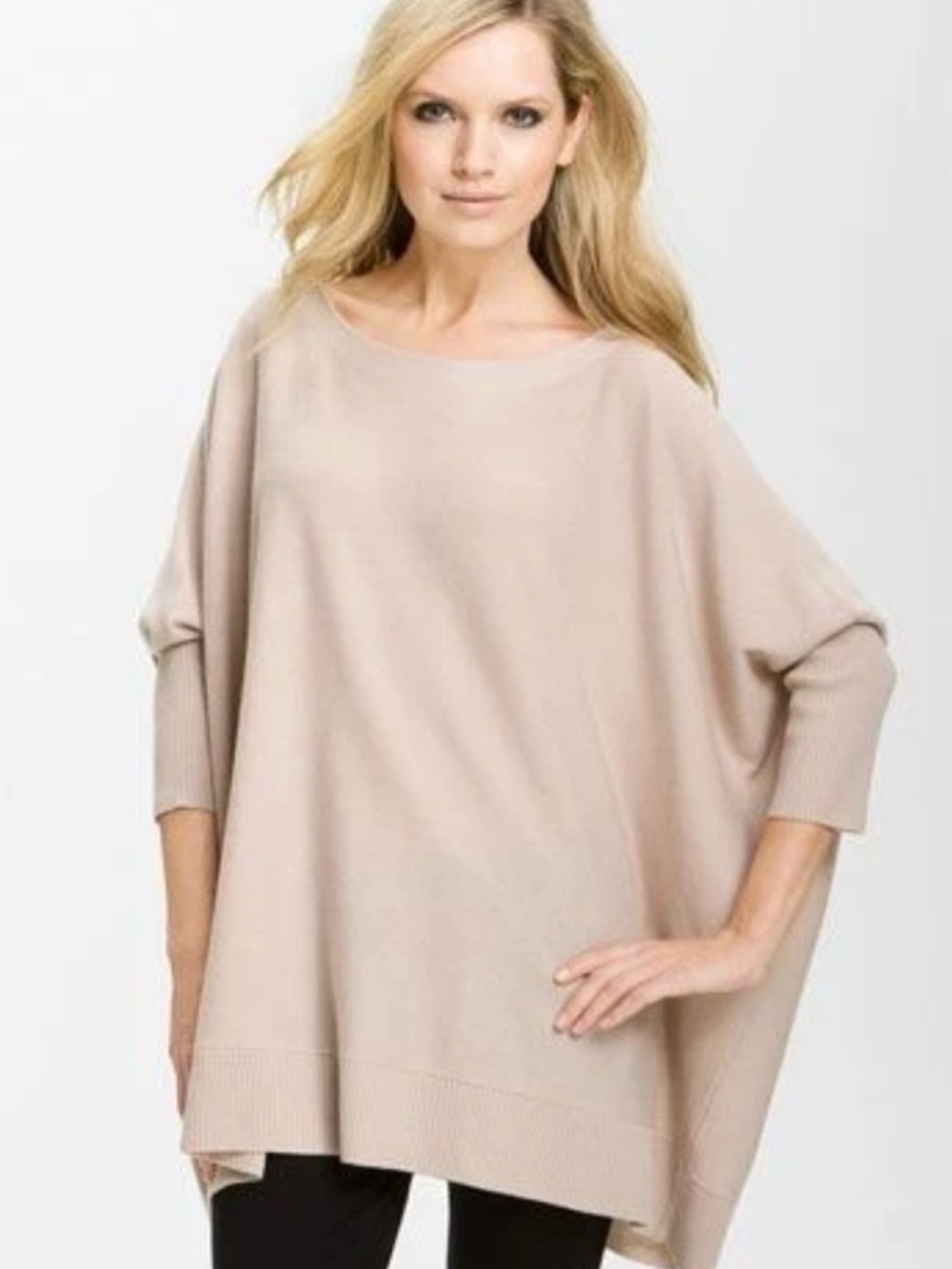 Diane Von Furstenberg Beige Oversized Sweater Size Petite Small Wool & Cashmere